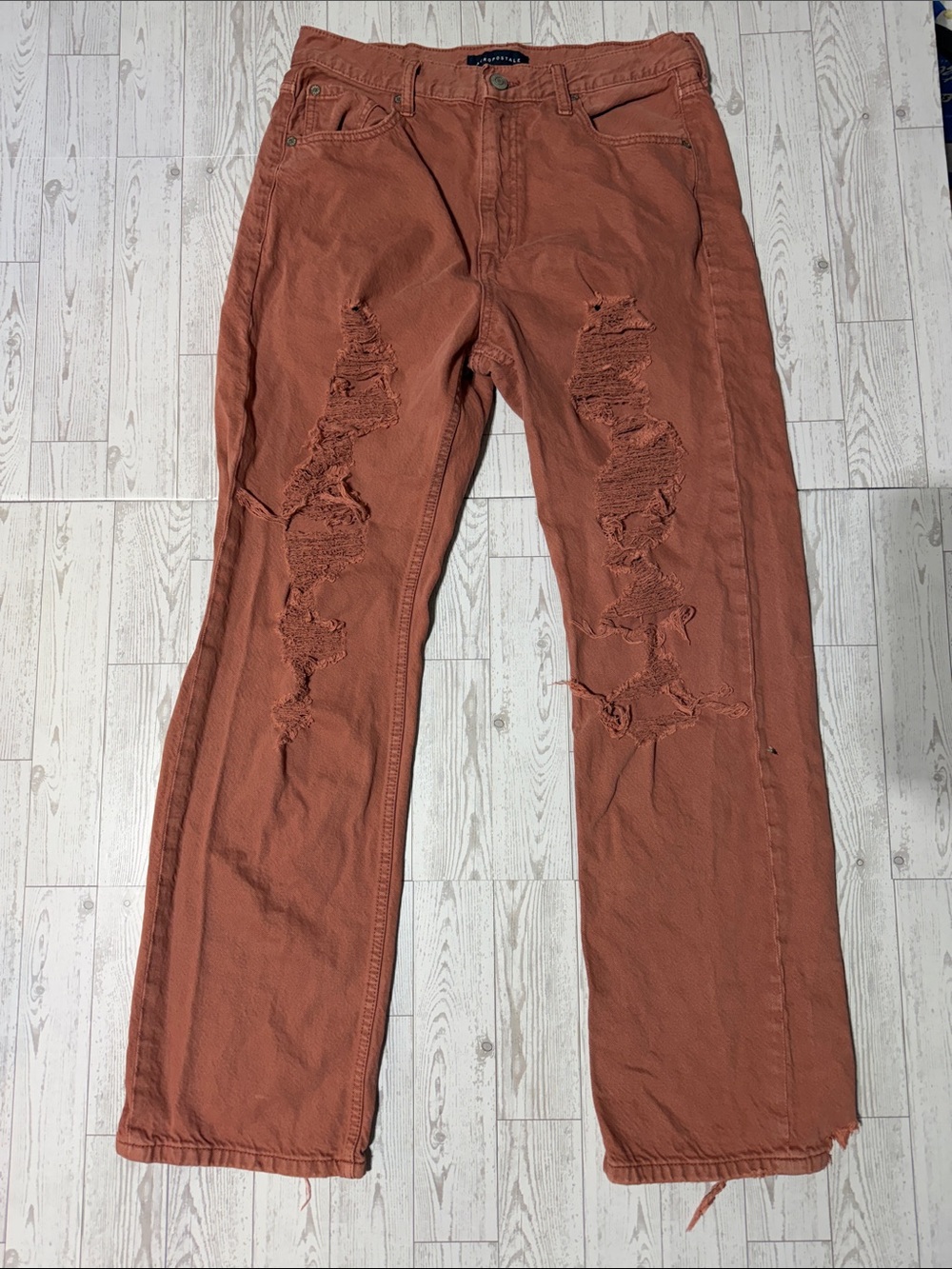 Aeropostale 90s Baggy Women's High-Rise Distressed Rust Jeans